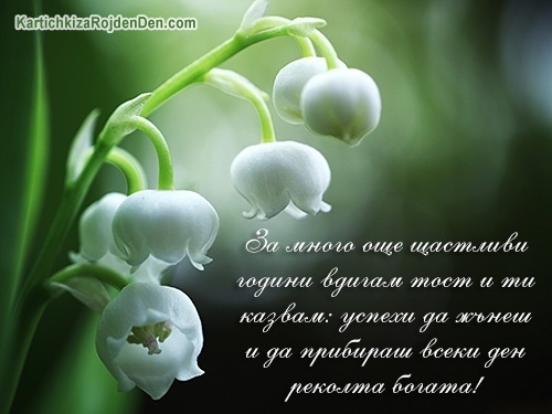 За много още щастливи години вдигам тост и ти казвам: успехи да жънеш и да прибираш всеки ден реколта богата