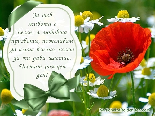 За теб живота е песен, а любовта призвание, пожелавам да имаш всичко, което да ти дава щастие
